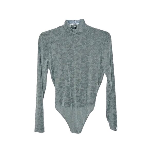 ❤️ VINTAGE LOVE AMOUR sage green bodysuit with floral detail size 2 - Picture 1 of 9